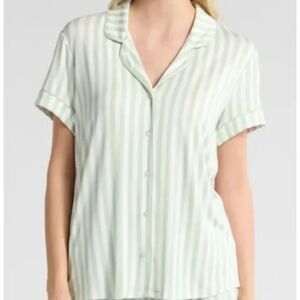 Nordstrom Pajama Top Green White Stripe Tencel Modal Small